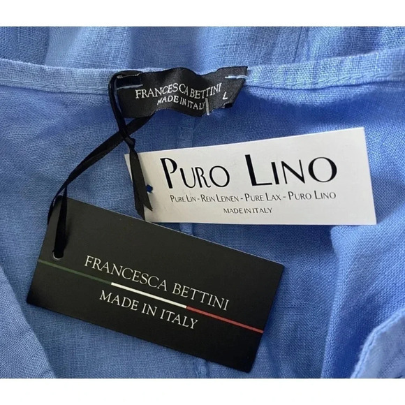 Francesca Bettini Womens Blue Linen Midi Dress Size Large NWT - Picture 3 of 3